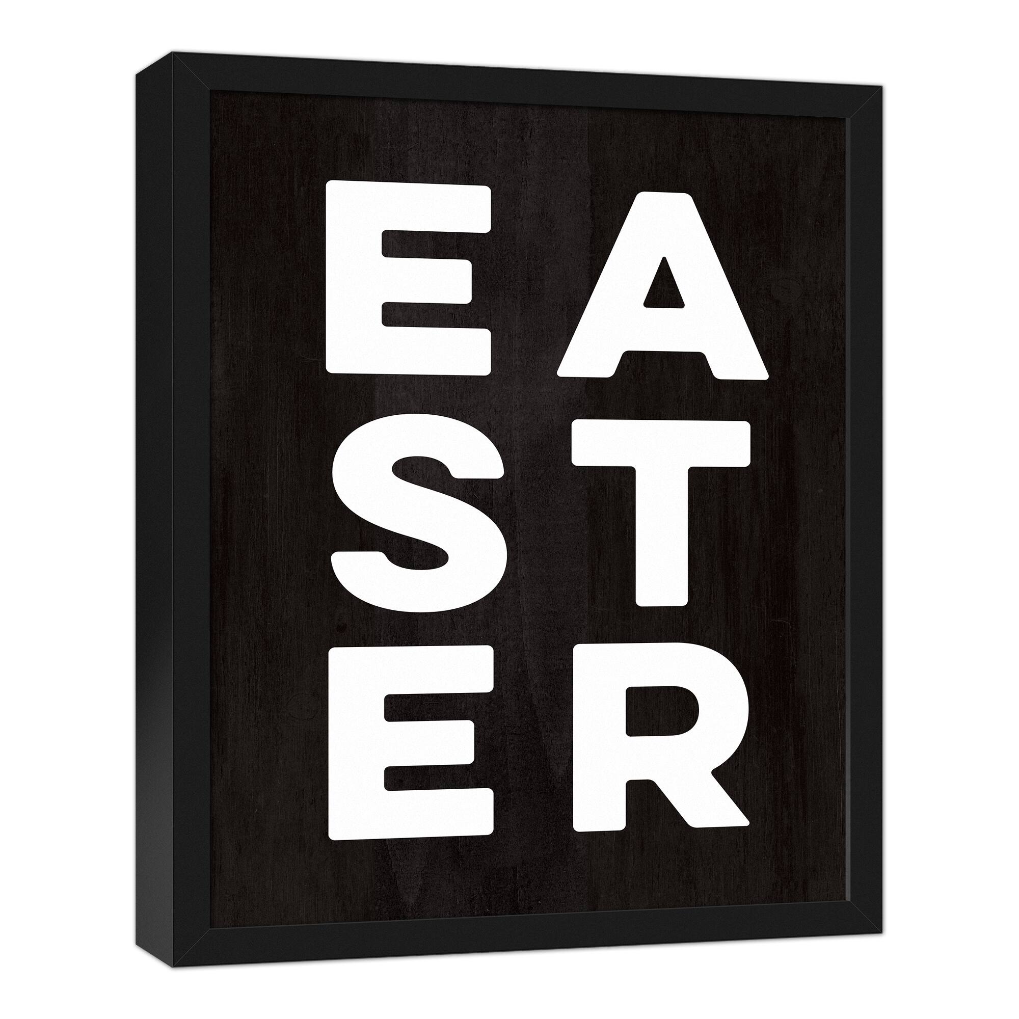 Easter Typography 16" x 20" Black Floating Framed Canvas